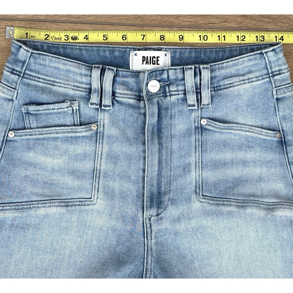 PAIGE Anessa Wide Leg Cropped Jeans Size 27 Shooting Star Raw Hem High Rise - Picture 6 of 11